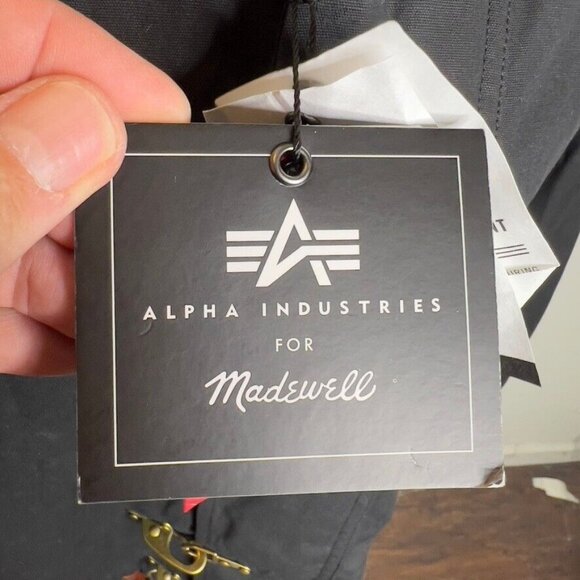 Madewell x Alpha Industries $265 Waxed Cotton Car Coat Black Size M NS730 - Picture 4 of 16